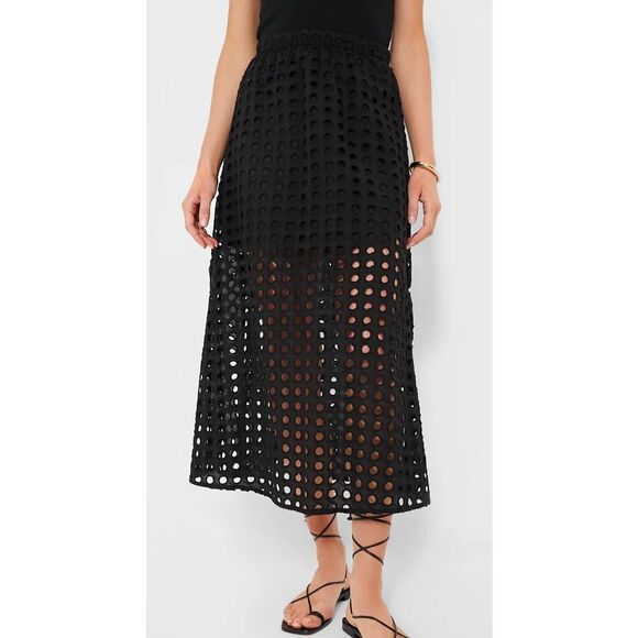 NWT TUCKERNUCK Black Cotton Eyelet Eve Skirt, Small  $150, B27 - Picture 1 of 7